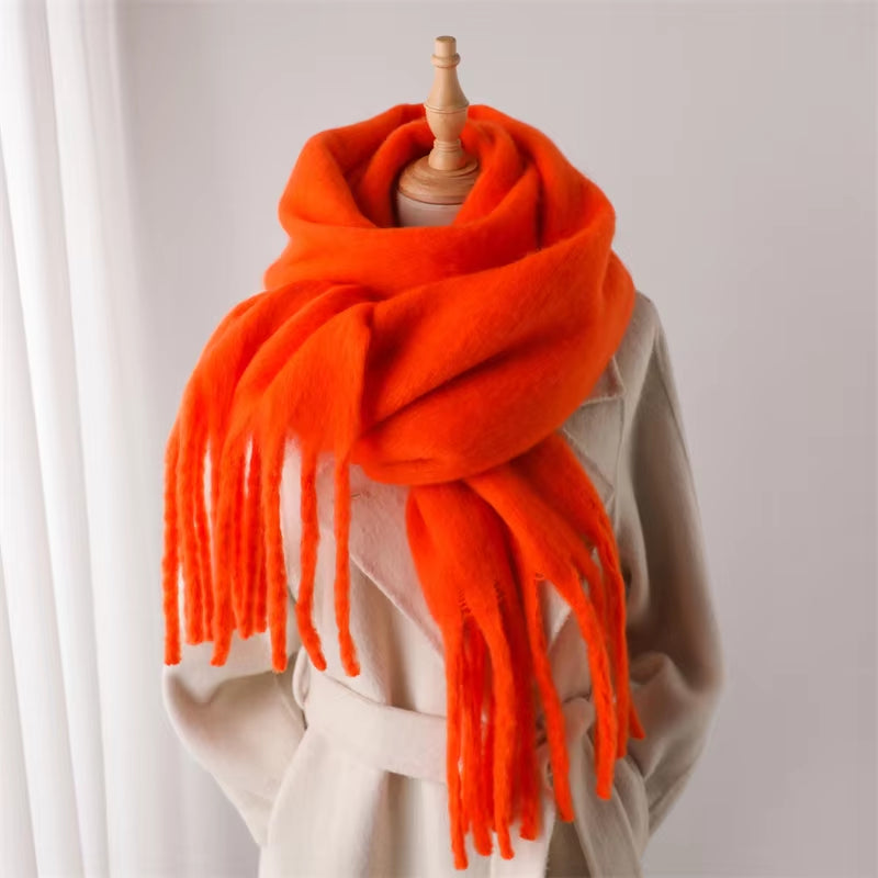 Winter Scarf for Women Cashmere Warm Solid Pashmina Blanket Wraps Female Thick Soft Bufanda Big Tassel Shawl Long Poncho Echarpe