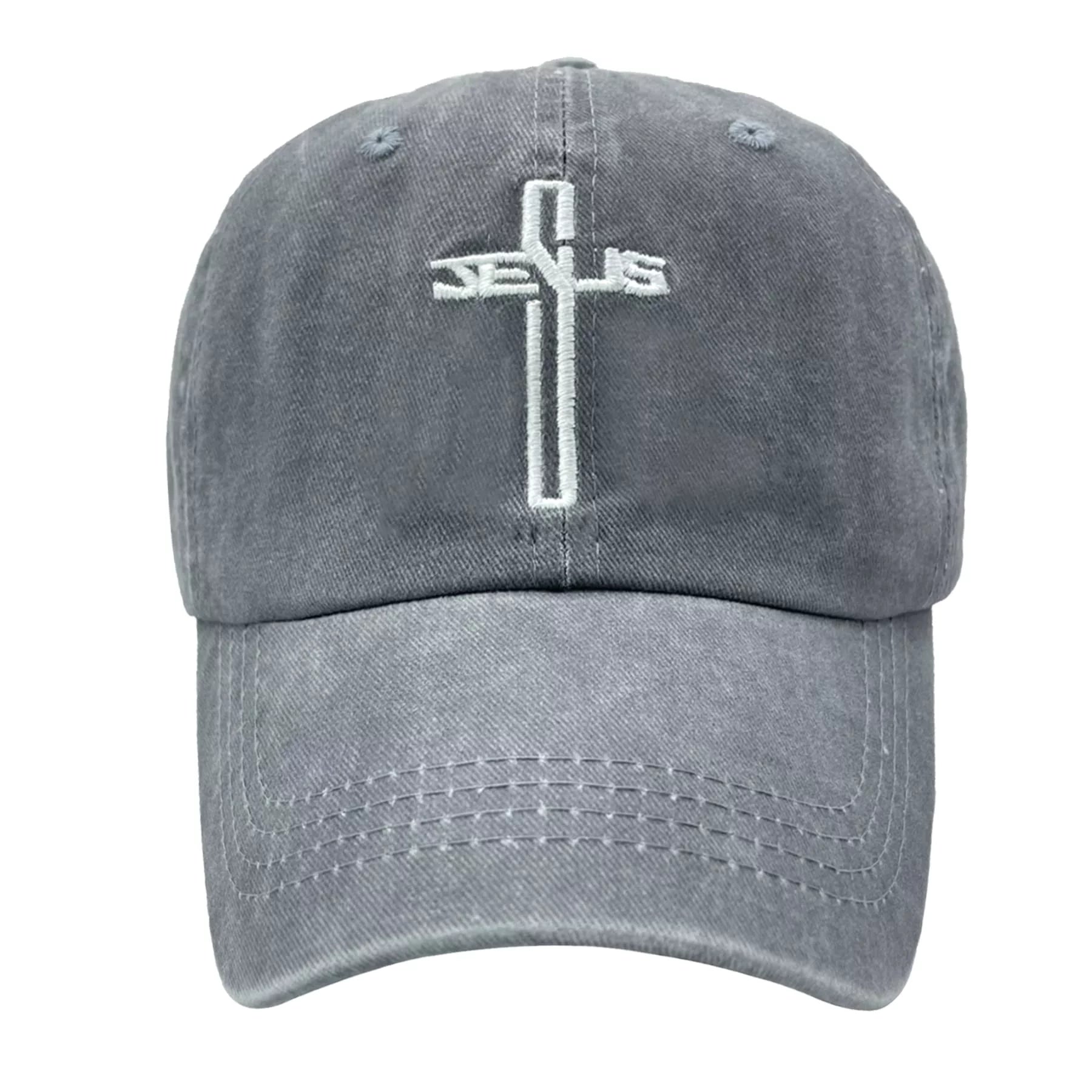 Embroidered Christian Jesus Cross Hat for Men Women, Vintage Washed Dad Hats Adjustable Baseball Cap