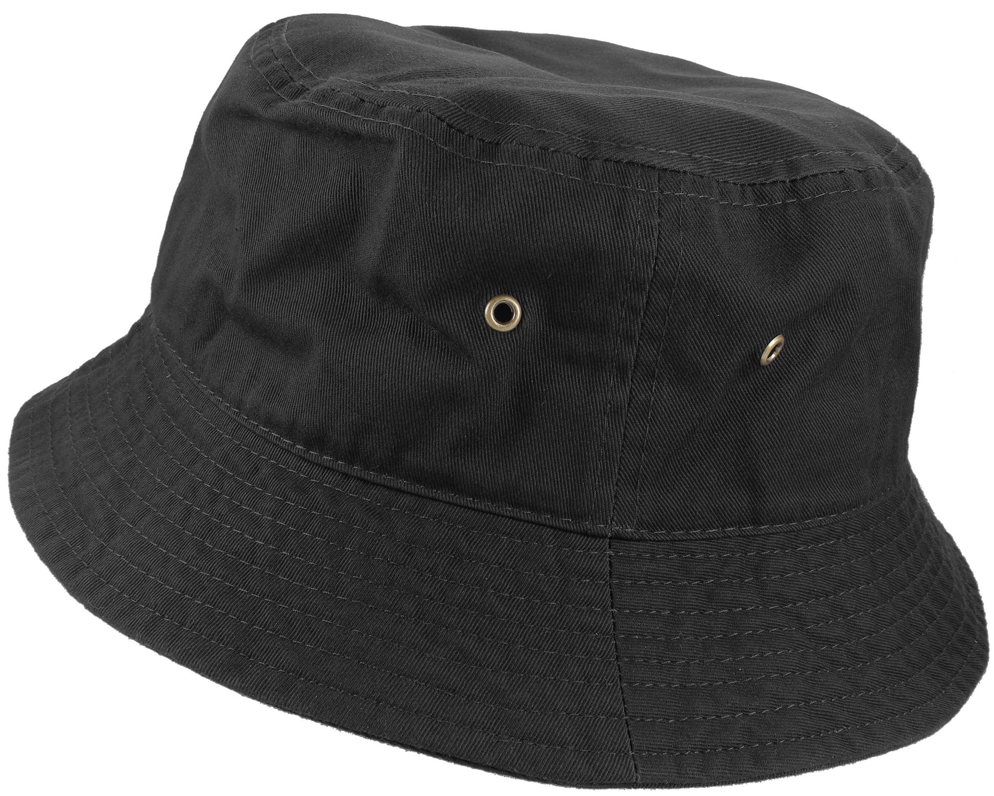 Bucket Hat 100% Cotton Packable Summer Travel Cap. Black-S/M