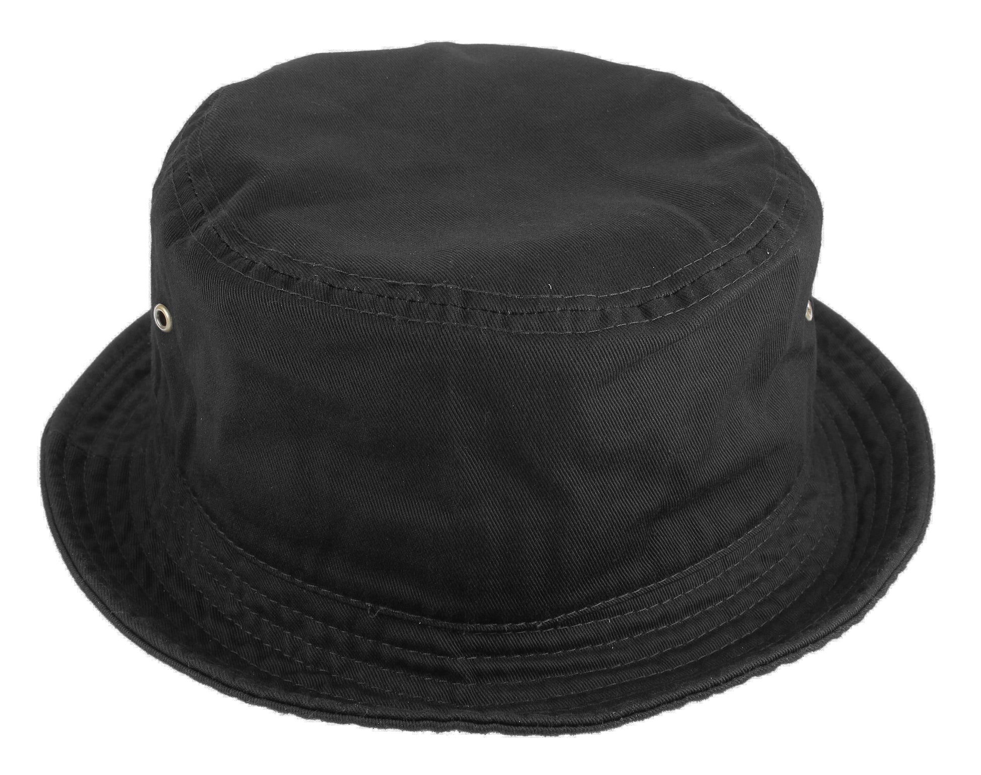 Bucket Hat 100% Cotton Packable Summer Travel Cap. Black-S/M