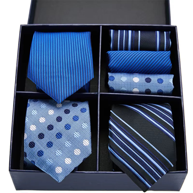 Gift Box Packing Silk Ties for Men Novelty Hanky Set 3 Styles Men'S Tie Formal Red Cravat for Wedding Business Necktie