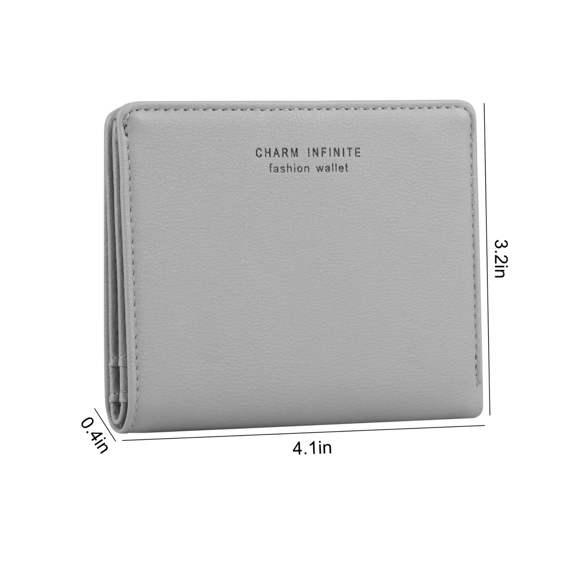 Slim Bifold PU Leather Wallet for Women, Credit Card Holder, Small Pocket Purse, Blue/Grey