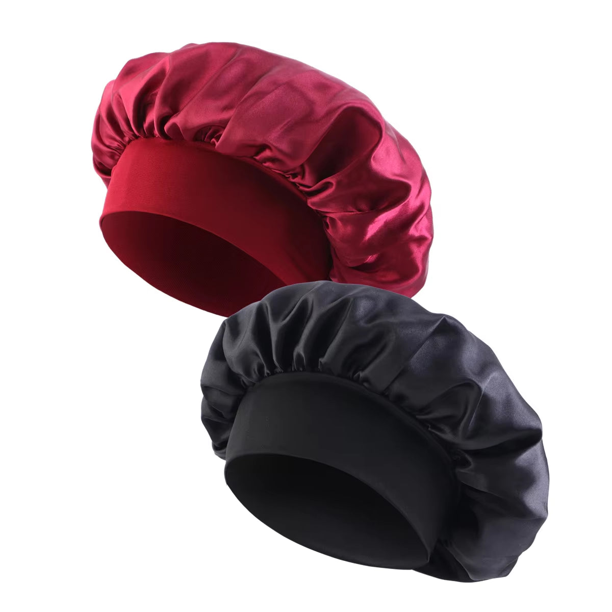 New Women'S Satin Solid Wide-Brimmed Sleeping Hat Unisex Head Wrap Elastic Band Cap Hair Care Bonnet Night Hat Bonnet De Nuit