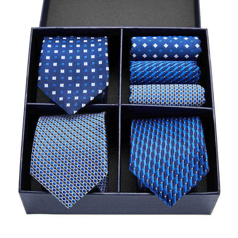 Gift Box Packing Silk Ties for Men Novelty Hanky Set 3 Styles Men'S Tie Formal Red Cravat for Wedding Business Necktie