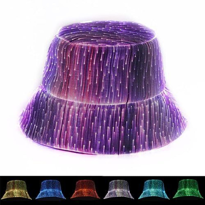 LED Bucket Hat, Rave Bucket Hat 7 Colors, Light up Hat Rave Accessory, Neon