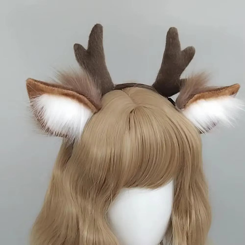 Women Cosplay Animal Wolf Ears Headdress Plush Hairband Furry Lolita Headband Anime for Halloween Christmas Hair Accessories