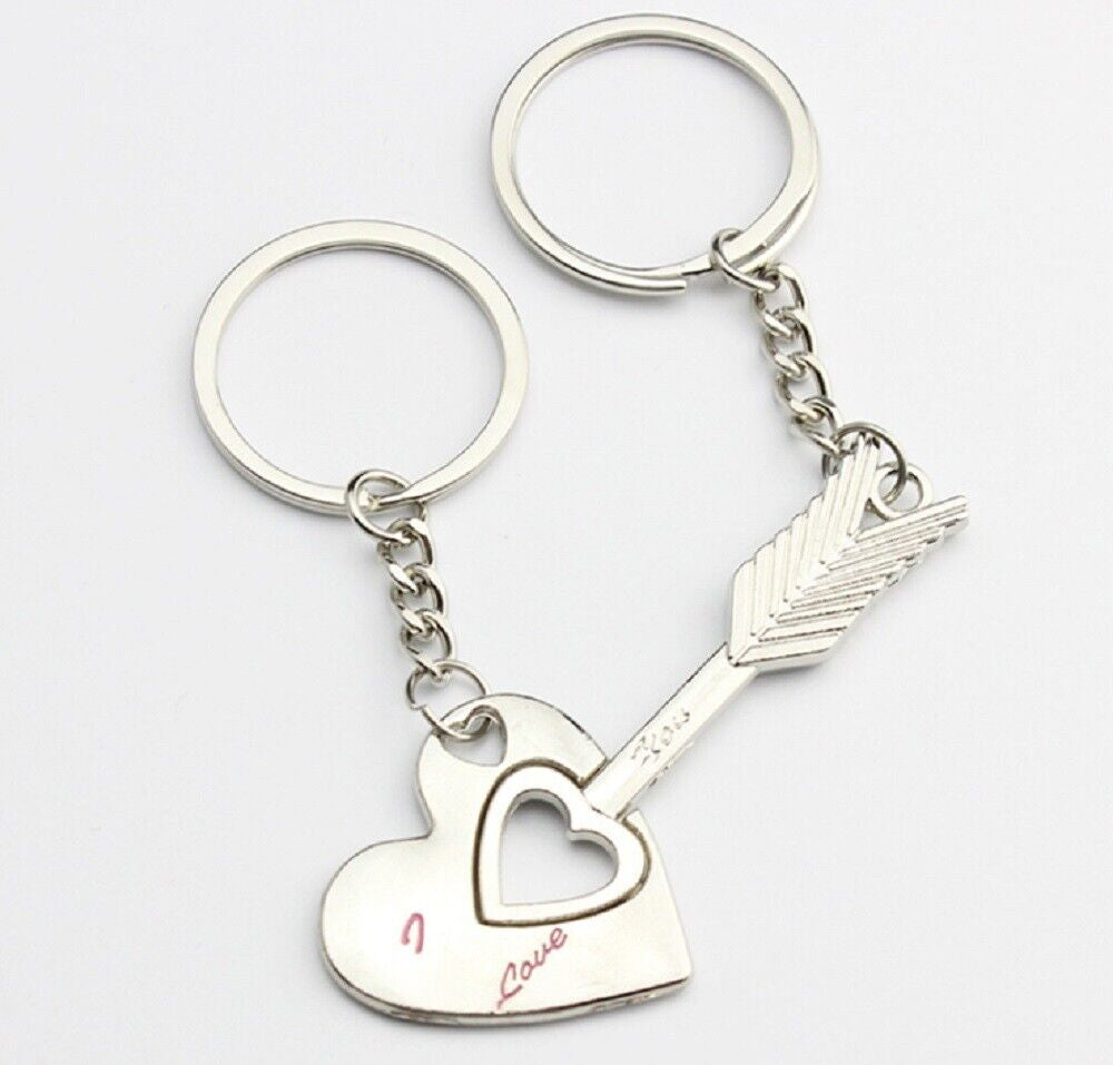 Romantic Couple Keychain Set - Heart Keyring, Valentine'S Day Gift, Love Keyfob