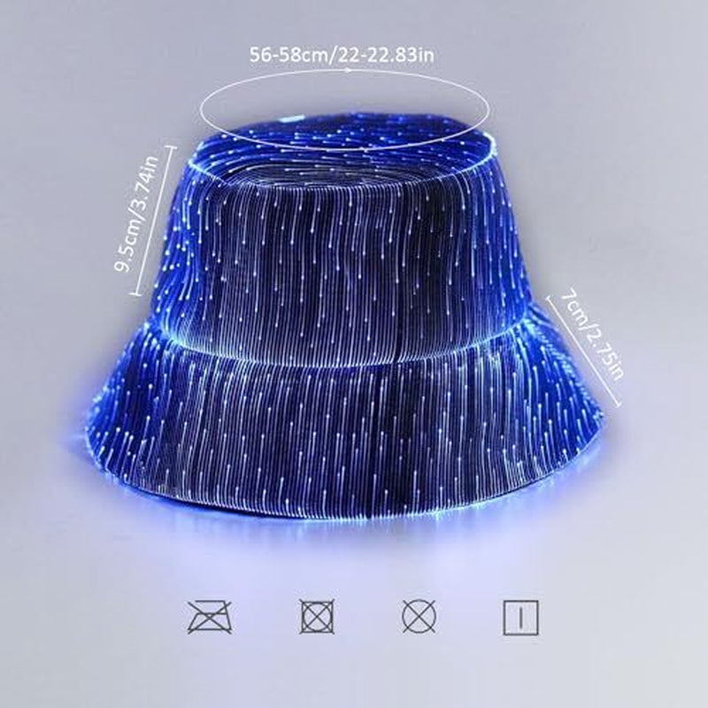 LED Bucket Hat, Rave Bucket Hat 7 Colors, Light up Hat Rave Accessory, Neon