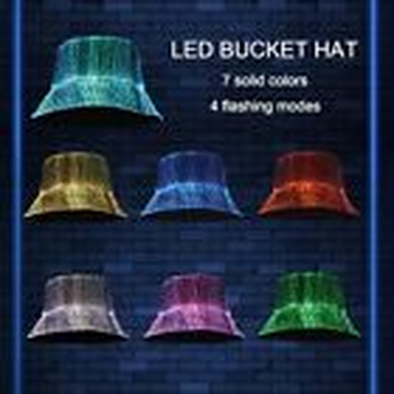 LED Bucket Hat, Rave Bucket Hat 7 Colors, Light up Hat Rave Accessory, Neon