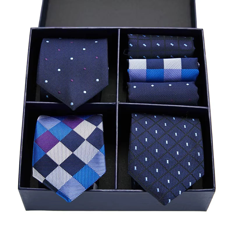 Gift Box Packing Silk Ties for Men Novelty Hanky Set 3 Styles Men'S Tie Formal Red Cravat for Wedding Business Necktie