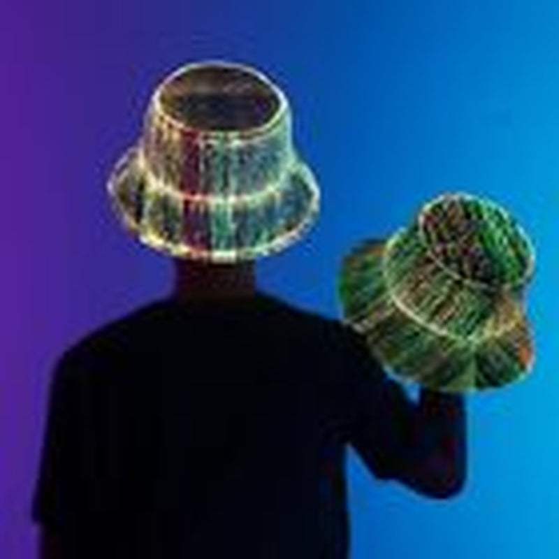 LED Bucket Hat, Rave Bucket Hat 7 Colors, Light up Hat Rave Accessory, Neon