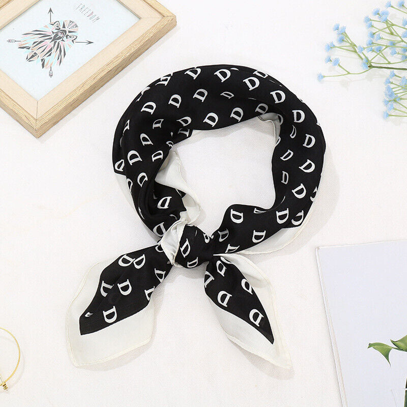 Women Elegant 27In Square Silk Feel Satin Scarf Head Neck Hair Tie Durag Wrap