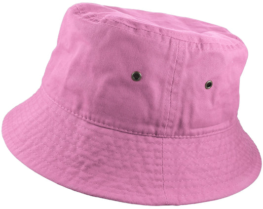 Bucket Hat 100% Cotton Packable Summer Travel Cap. Light Pink-S/M